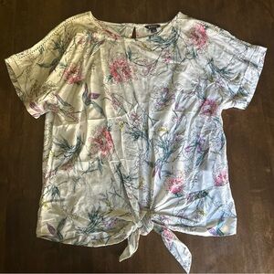 Buffalo David Bitton Womens Blouse Top M Floral Garden Front Tie‎ Office 🌸